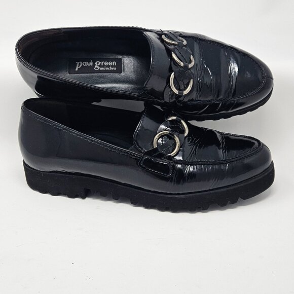 Paul Green Black Patent Lug Sole Leather Loafer, Size 4.5 UK/6.5 US - Picture 4 of 8